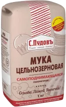 Мука цельнозерновая самоподнимающаяся, С. Пудовъ, 1 кг