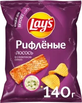 Чипсы рифленые «Лосось в сливочном соусе», Lays