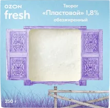 Творог «Пластовой» 1,8%, Ozon Fresh, 250 г
