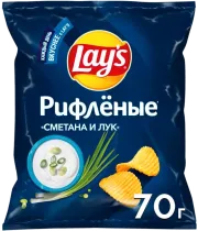Чипсы рифленые «Сметана и лук», Lays