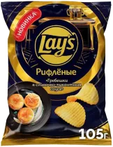 Чипсы рифленые «Гребешки в сливочно-пикантном соусе», Lays